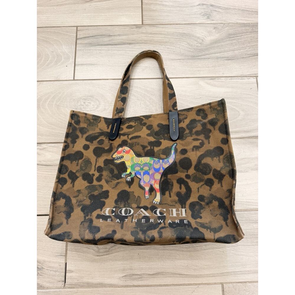 COACH RAINBOW REXY BROWN/MULTI CANVAS TOTE 42 UNISEX 986 RG